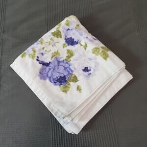 Vintage Fieldcrest Bath Towel Floral White Purple Green Toile Retro 24x46 USA